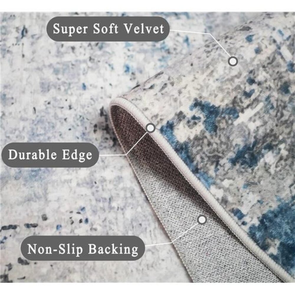 Washable Rug, Ultra Soft Area Rug 6x9, Non Slip Abstract Rug Carpet - Picture 3 of 7